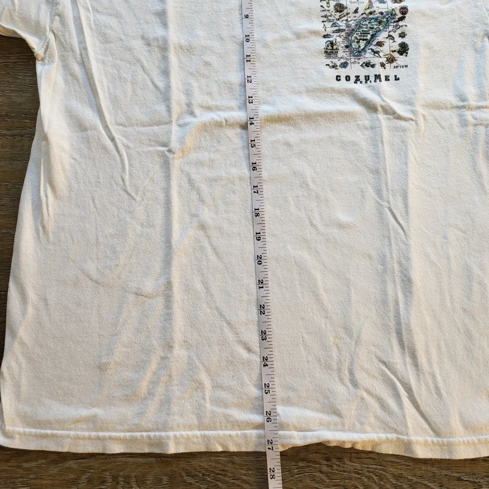 Yazbek Cozumel Mexico Scuba Diving Map T-Shirt Mens Large White Graphic Tee